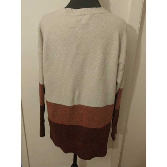 a.n.a A New Approach Color Block Pullover Sweater Women’s M Beige Brown & Rust - Picture 3 of 7